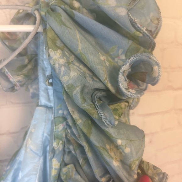 Mac Duggal Ruffle Tiered Floral Cut-out Chiffon Blue floral gown size 12 stunner - Picture 12 of 15